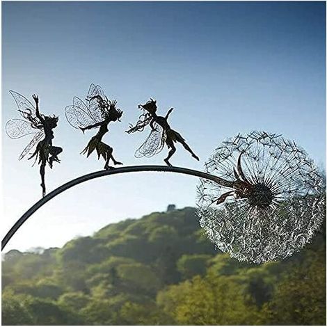 Fate e denti di leone danzano insieme Fate e denti di leone danzano insieme Pali da giardino Decorazioni da giardino Arte Ornamenti da prato per esterni Fate Elfi (B) (1/5)