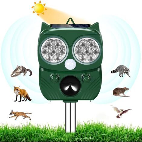 Répulsif Chat Exterieur, Ultrason Chat, Repulsif Chien, Charge Solaire,Chargement USB Prévenir Les Chiens et Les Chats, Les Oiseaux, pour Jardins, Champs, Pépinières, Etanche IP66