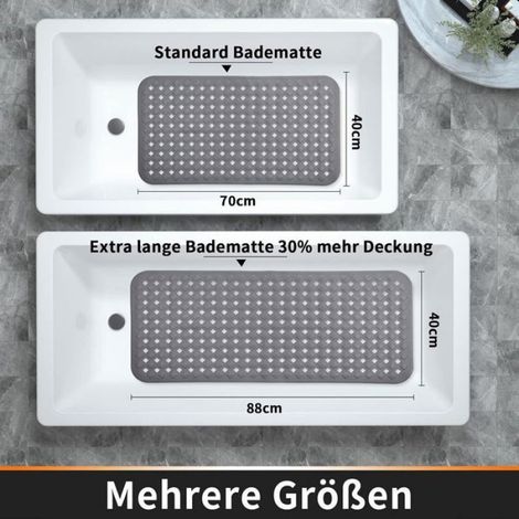 Tapis de bain extra long antidérapant avec trous de drainage, ventouses, sans phtalates, sans latex, sans BPA et lavable en machin (1/5)