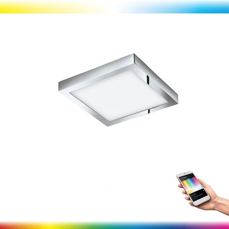 Plafonnier panneau LED Eglo 33668 Crosslink FUEVA-C chromé L : 30 cm l : 30 cm H : 4 cm dimmable IP44 2700-6500 K avec fonction Connect (1/5)