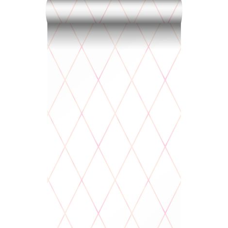 papier peint à carreaux rose poudre clair et blanc mat  - Origin Wallcoverings (1/5)