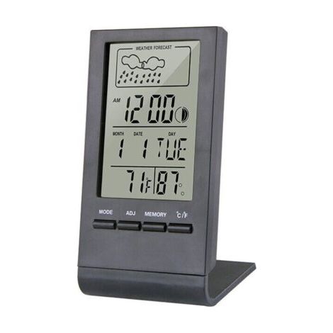 Thermomètre hygromètre numérique LCD avec moniteur de température et d'humidité, station météo intérieure horloge pour maison, bureau, cuisine, jardin, serre, sous-sol (noir) (1/5)