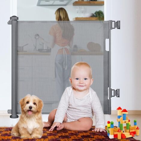Cancelletto di Sicurezza per Bambini Retrattile, Cancello di Sicurezza per Bambini Retrattile da 0-150 cm, Cancello di Sicurezza per Bambini Adatto per Scale, Corridoi, Interni ed Esterni (Bianco) (1/4)