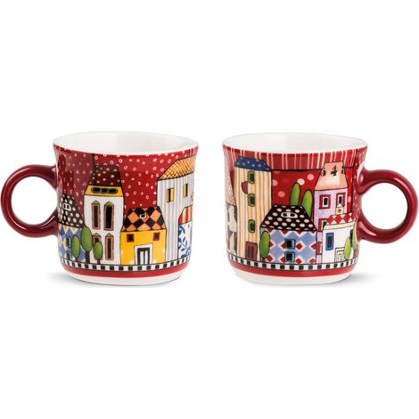 Egan set 2 minimug Paese Mio porcellana rosso 90 ml