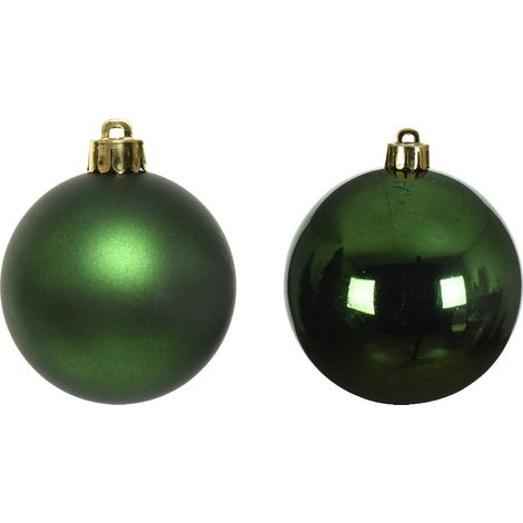 Box 10 palline di Natale in vetro verde pino lucide e opache Ø6 cm (1/3)