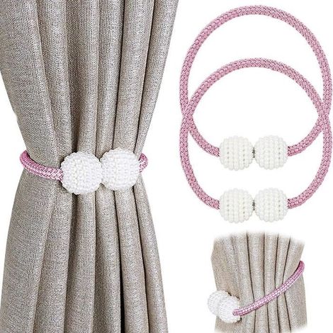 Magnetische Raffhalter mit Magnetkugel – Dekorative Raffhalter für Zuhause, Fensterdekoration – Rosa