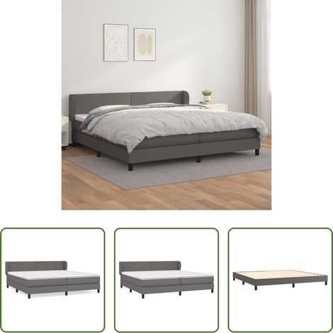 vidaXL Matratze - Boxspringbett mit Matratze Grau 200x200 cm Kunstleder (1/5)