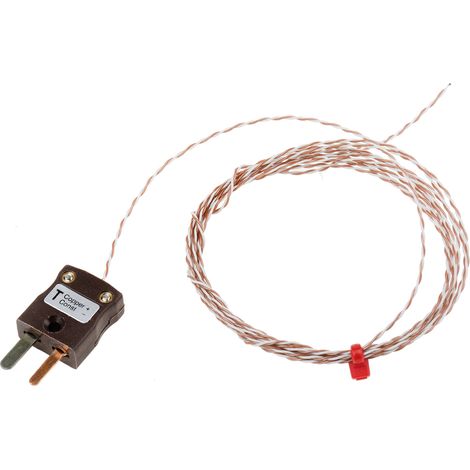 Thermocouple type T Ø 1/0.2mm, L 2m, +250°C max à Fiche mâle miniature ( Prix pour 1 )