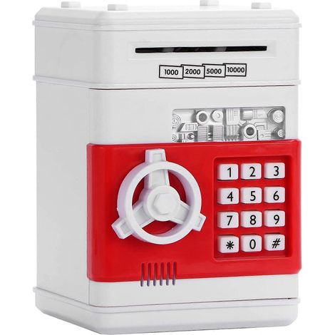 Tirelire électronique en forme de cochon, tirelire distributeur automatique de billets en forme de cochon pour garçons et filles, tirelire sécurisée pour enfants, véritable tirelire rouge (1/5)