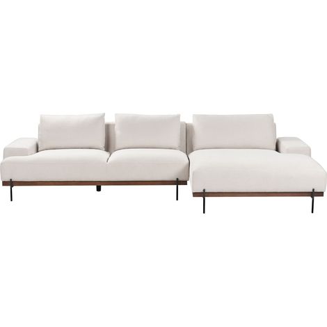 Divano in tessuto angolare a sinistra a 3 posti Stile minimalista Gambe in metallo Beige Mariferd