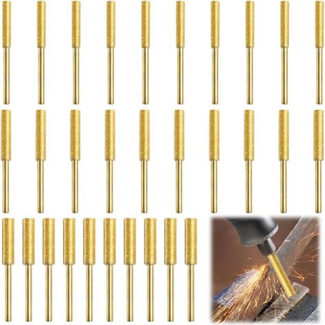 Juego de 30 afiladores de cadena para motosierra (4 mm/4,8 mm/5,5 mm) - 3 tamaños - Lima de diamante para afilar cadenas de motosierra - Apto para motosierras de gasolina y eléctricas (1/5)