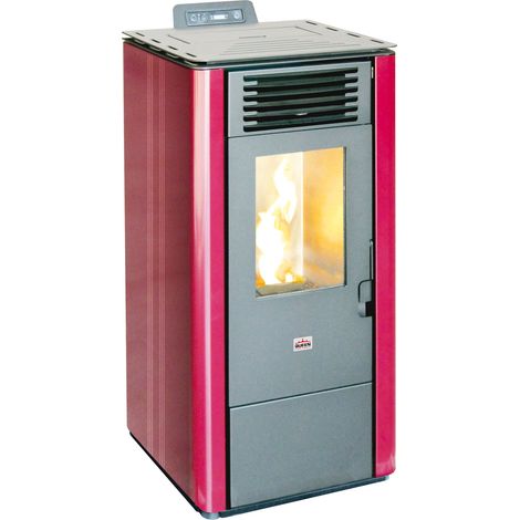 Stufa a pellet riscaldamento Queen 12 Canalizzata fino a 6 metri Bordeaux (1/5)