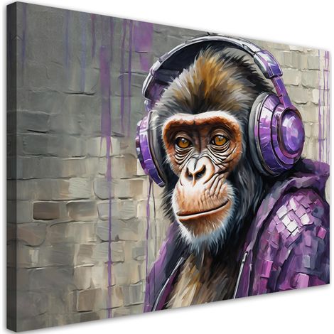 Quadro su tela, DJ Scimmia Lilla - 60x40 (1/5)