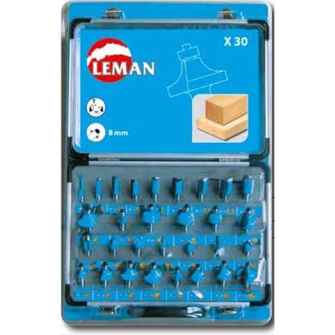 Leman – Coffret de 30 mèches de défonceuse – Fraises droite 6 à 20 mm – Mèche à affleurer 45° et 25° – Pour bois dur et teck (1/10)