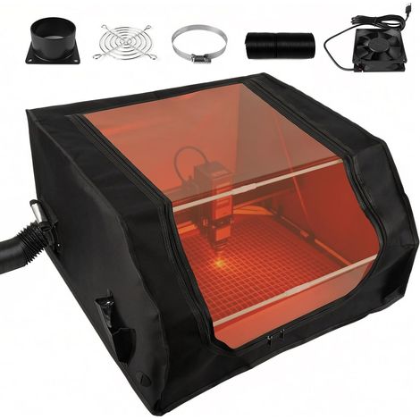 Boîtier de Graveur Laser avec Ventilateur D'extraction et Conduit  D'éVacuation Compatible avec la Plupart des Graveurs Laser Lsole Fumées et Odeurs Protection Oculaire - 720x700x400mm (1/5)
