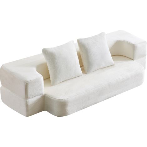 Sofá cama plegable de 2 plazas blanco de espuma 190 x 102 x 42 cm (1/5)