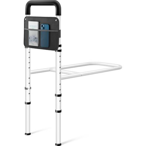Barrière De Lit Adulte Réglable en Hauteur – Barre De Lit pour Personne Âgée avec Poignée Antidérapante Et Poche De Rangement, Aide pour Se Lever du Lit, Prévention des Chutes (1/5)