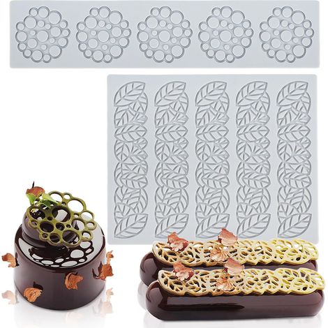 2 Pièces Dentelle Silicone Moule,Tapis Patisserie,Moules en silicone à Bulles pour Chocolat,Fondant,Pâte Sucre,Gâteau,Décoration D'assiette A5 - (1/5)