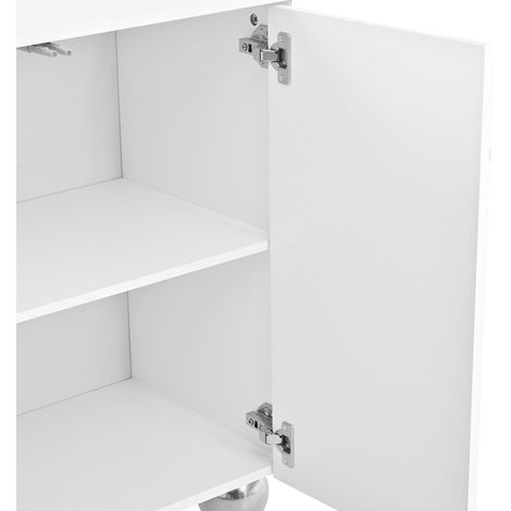 Wohnzimmerschrank,Viertüriges Sideboard, Esszimmer Staurschrank mit Bogen-Goldlinien-Dekor, mit kugelförmigen Metallfüßen für Diele und Wohnzimmer (1/5)
