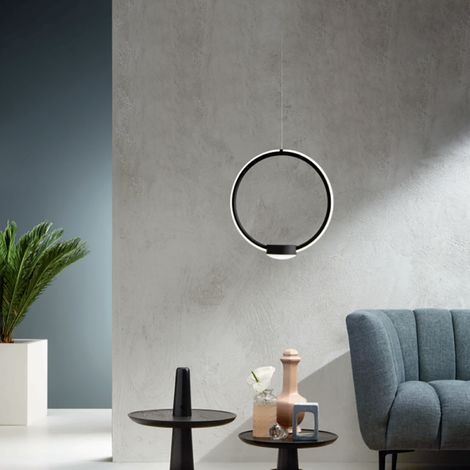 Lampada a sospensione Led OMEGA in metallo verniciato Nero D32 cm (1/3)