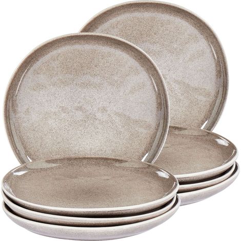 Set of 8 Side Plates COSTMARY Stoneware Grey