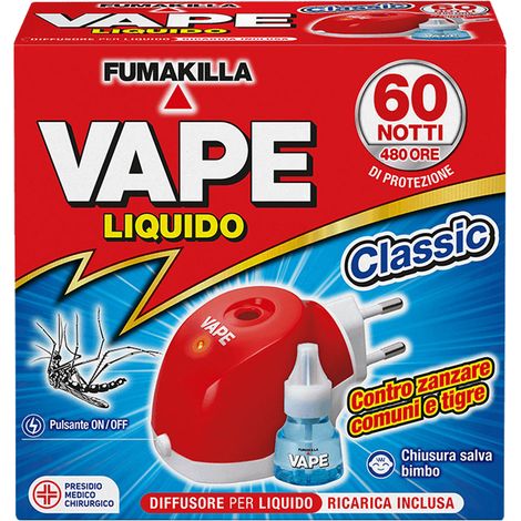 ANTIZANZARE ELETTRICO AD EMANAZIONE 'LIQUIDA' 30 ml - con 1 ricarica liquida (per 60 notti) - VAPE