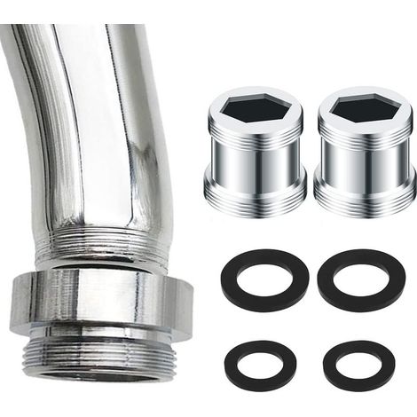 2 PCS Adaptateurs de Robinet Universels Connecteur Aérateur de Robinet en Laiton Adaptateurs de Filetage Extérieur avec 4 Joints pour Robinets de Cuisine, Salles de Bain, Jardins(M20-M22) (1/5)