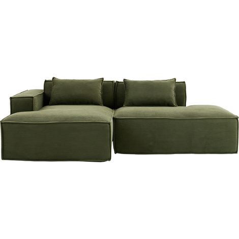 ELVMI Sofá recto 235 cm en Poliéster tapizado con cojines, asiento con muelles, verde (1/4)