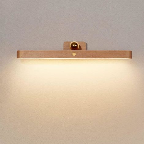 1 applique murale, LED bois, intensité variable, interrupteur tactile, batterie rechargeable, rotation 360°, pour chambre et cuisine (1/5)
