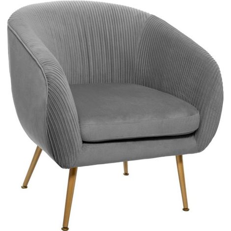 Fauteuil Design en Velours "Solaro" 78cm Gris (1/5)