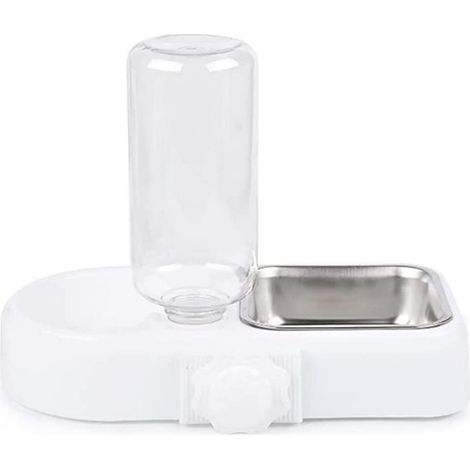 Gamelle double pour cage, gamelle suspendue pour cage, gamelle pour chien avec bouteille d'eau intégrée, gamelles amovibles en acier inoxydable (1/5)