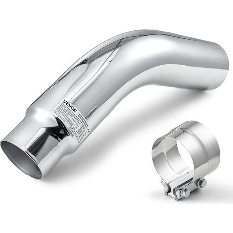 Coude d'Échappement Entrée de 10,16 cm et Sortie de 12,7 cm, Embout d'Échappement Coudé Chromé, Longueur Totale de 58,4 cm, avec Collier de Serrage, pour Camion, Berline, Voiture Sport, SUV (1/5)