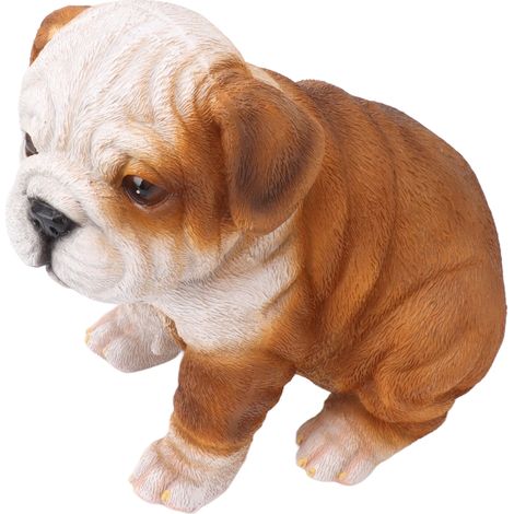 Statue de chiot bouledogue anglais, sculpture réaliste en résine, bouledogue assis, pour la décoration de jardin, pelouse ou porche.