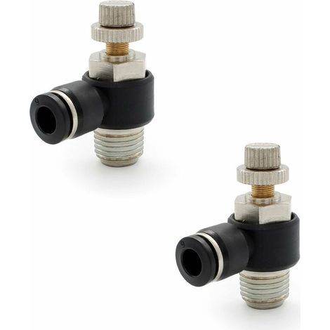 2 Pièces 6 mm Raccords Pneumatiques, 1/4" Régulateur de Débit D'air, Avec Connexion Enfichable et Filetage Extérieur Connecteur Rapide de Valve, pour Outils Pneumatiques (1/5)
