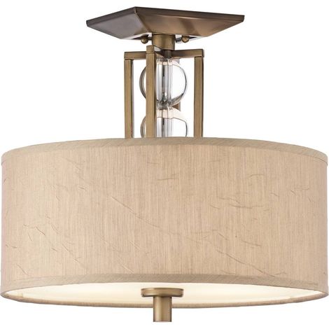 Deckenleuchte Lampe Designlampe Wohnzimmerleuchte Glas Leinen Kristalle Bronze (1/5)