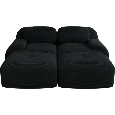 ELVMI Canapé d'angle modulaire 2 places avec dossier ergonomique et base antidérapante, en Corduroy, Noir (1/5)