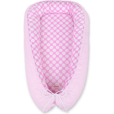 Babykokon, doppelseitig, Laufstall, Wickeltuch, Premium BOBONO - rosa/rosa Ringe (1/5)
