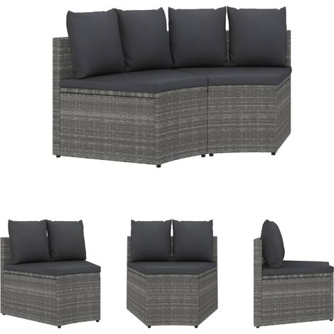 Gartenmöbel - vidaXL 2-tlg. Garten-Sofagarnitur mit Auflagen Poly Rattan Grau - Terrassensofa (1/5)