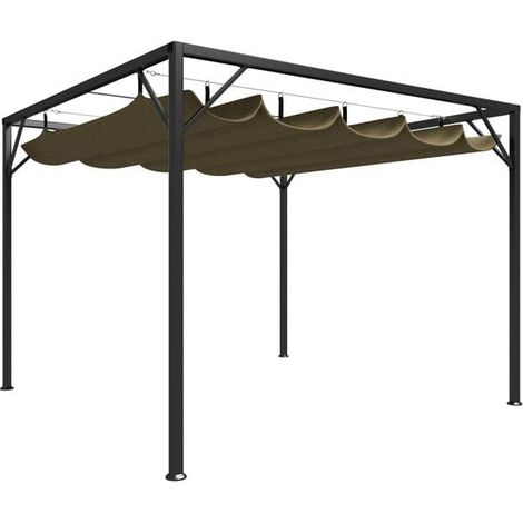 Tente de jardin avec auvent rétractable, 3 x 3 mètres, gris-brun, 180 g/m² (1/5)
