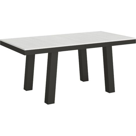 Table extensible 8 à 20 places L 180 à 440cm blanc et cadre métal anthracite Bidy (1/5)