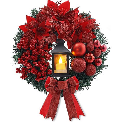 (Verpackt + 2 Yuan) (Knopfzellenbatterien enthalten) Weihnachtsdekorationen: Jesuskerzen, Öllampen, Weihnachtssterne, Weihnachtskränze, Türdekorationen (40 cm - Weihnachtssterne, Öllampen, Kränze) (1/2)