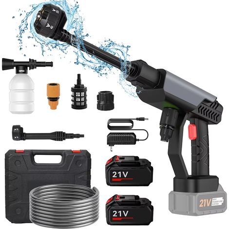 Nettoyeur haute pression électrique, pistolet de lavage auto, lance d'arrosage, tuyau de 5 m, outil de nettoyage automobile (Gris) (1/5)