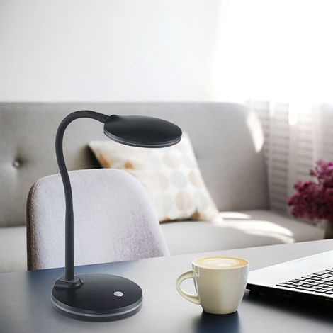 Tischleuchte LED Beistelllampe Bürolampe Dimmbar Schreibtischlampe Schwarz (1/5)