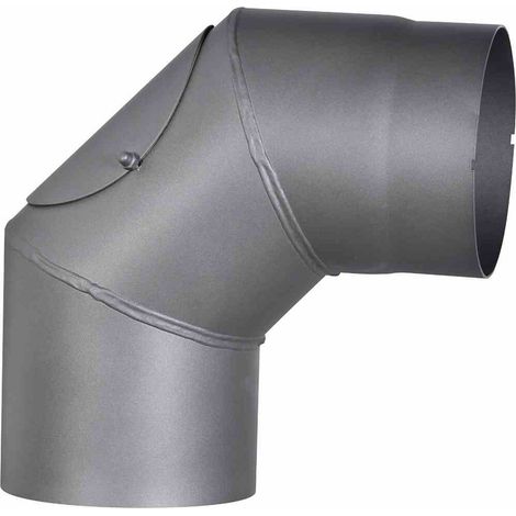 Ofenrohrbogen 90°, Ø 150 mm, grau fest mit Tür (1/3)