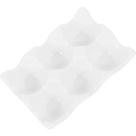 1 - Plateau À Œufs - Organisateur Céramique - 6 Emplacements - Rangement Réfrigérateur Et Cuisine - Surface Lisse - Gris Givré - 14,5x9,8x3,2cm (1/5)