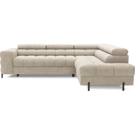 Sofá de esquina derecha convertible Beige 5 plazas FERRUM con almacenamiento integrado 276x93x200cm (1/5)