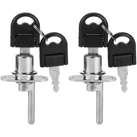 Lot de 2 serrures de meuble à tiroirs avec clés de sécurité pour bureau (tête de 19 mm, argent) (1/5)
