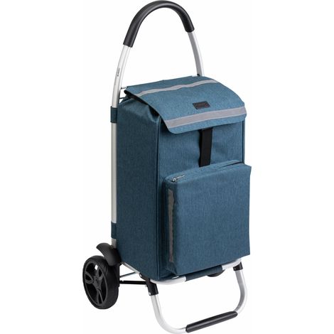 Meister Einkaufstrolley Blau, 54 + 5 L - Klappbarer Einkaufsroller mit großen Reifen & Kühlfach (1/2)