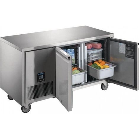Table inox réfrigérée tropicalisée positive 267 Litres, 2 portes GN 1/1, 350 W, 230 V - MONO