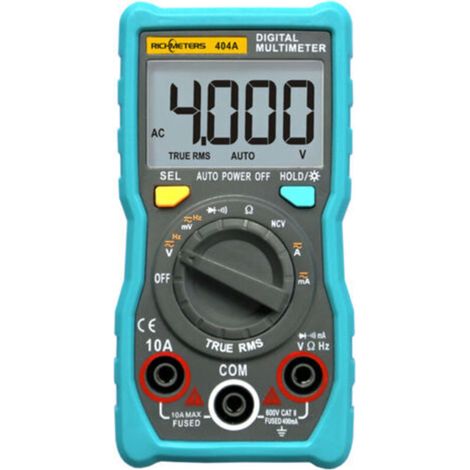 Multimetro digitale RICHMETERS 404A con selezione automatica della portata, amperometro True-RMS, Smart NCV, portatile, 4000 conteggi, schermo LCD, strumenti di misurazione di tensione e corrente AC/D